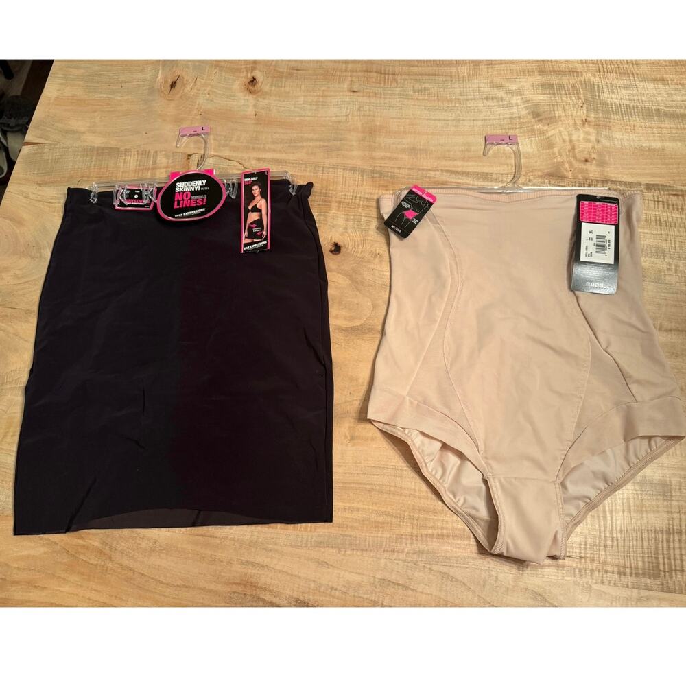 Maidenform Self Expressions Shapewear Size L Mini Half Slip, High Waist Brief